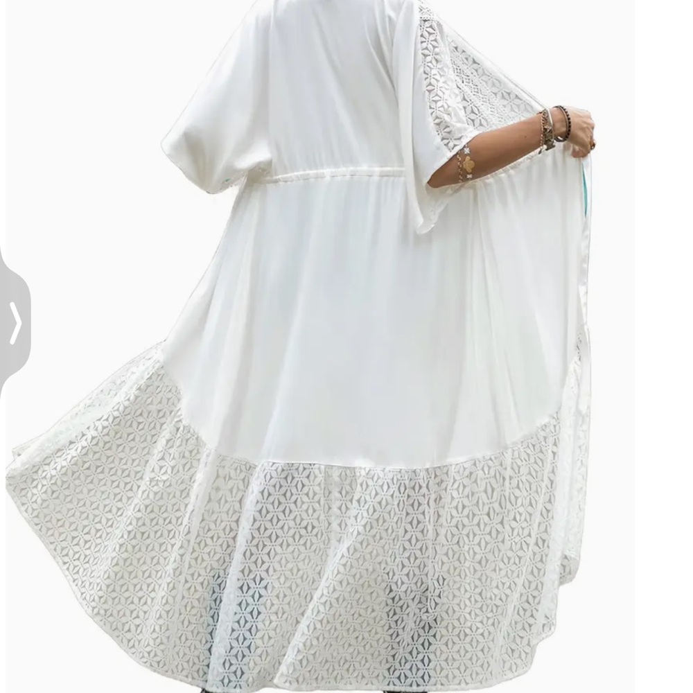 NEW! Viscose Duster White Lace Kimono - Picture 1 of 10